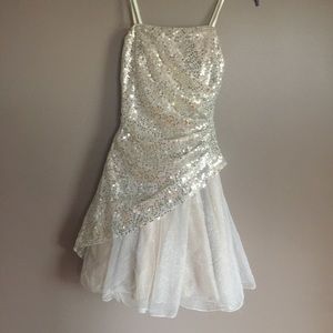 Jump gold &cream sequin strapless dress